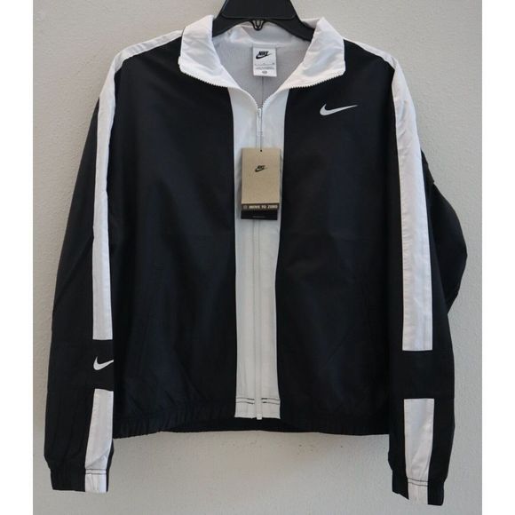 Nike DV3006 010 Women's Sz Small Black/White Full Zip Windbreaker Jacket $100 - Picture 1 of 6